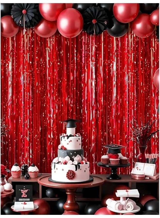 Decorative Curtains for Birthday, Wedding, Engagement, Baby Shower, Bridal Shower, 2 Pieces(red) - Image 2